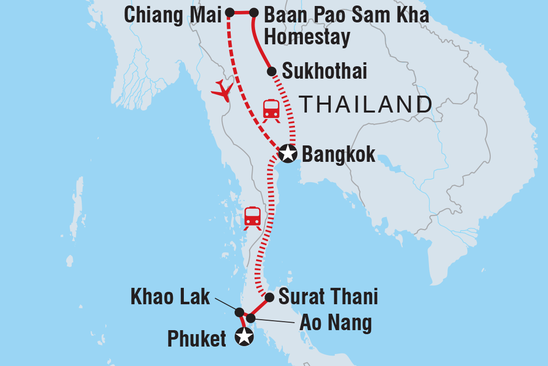 Map of Classic Thailand West Coast (Nov - Apr) including Thailand
