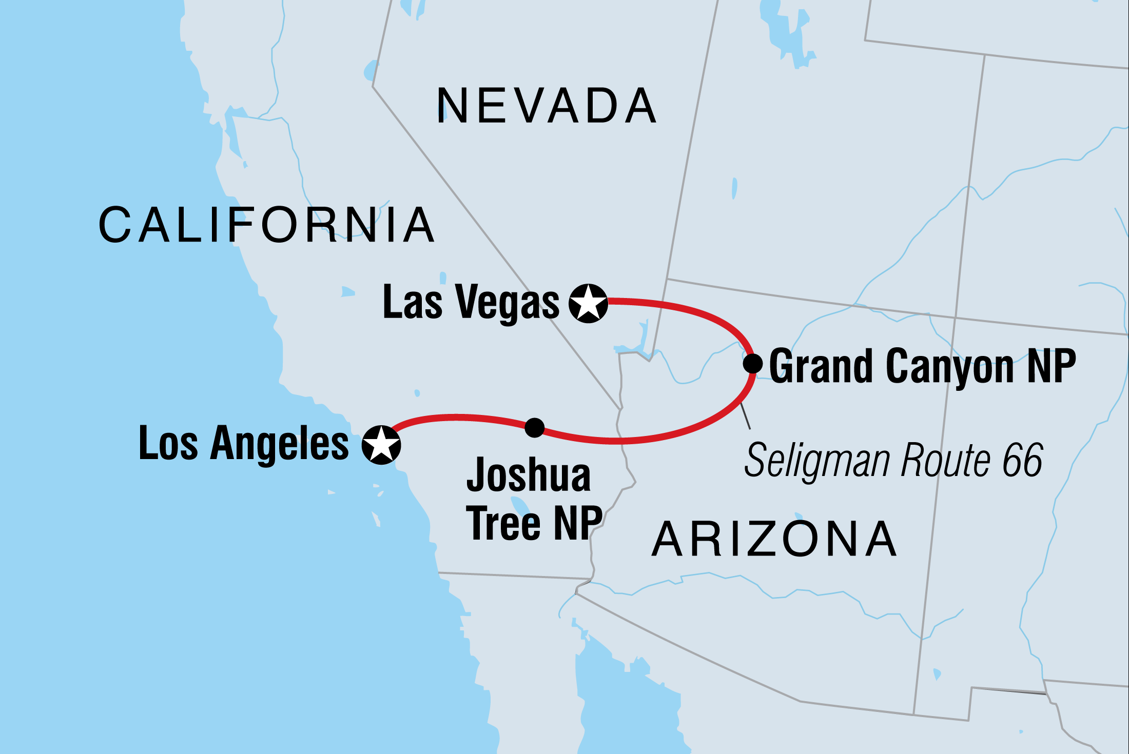Map of LA To Vegas Adventure including United States Of America