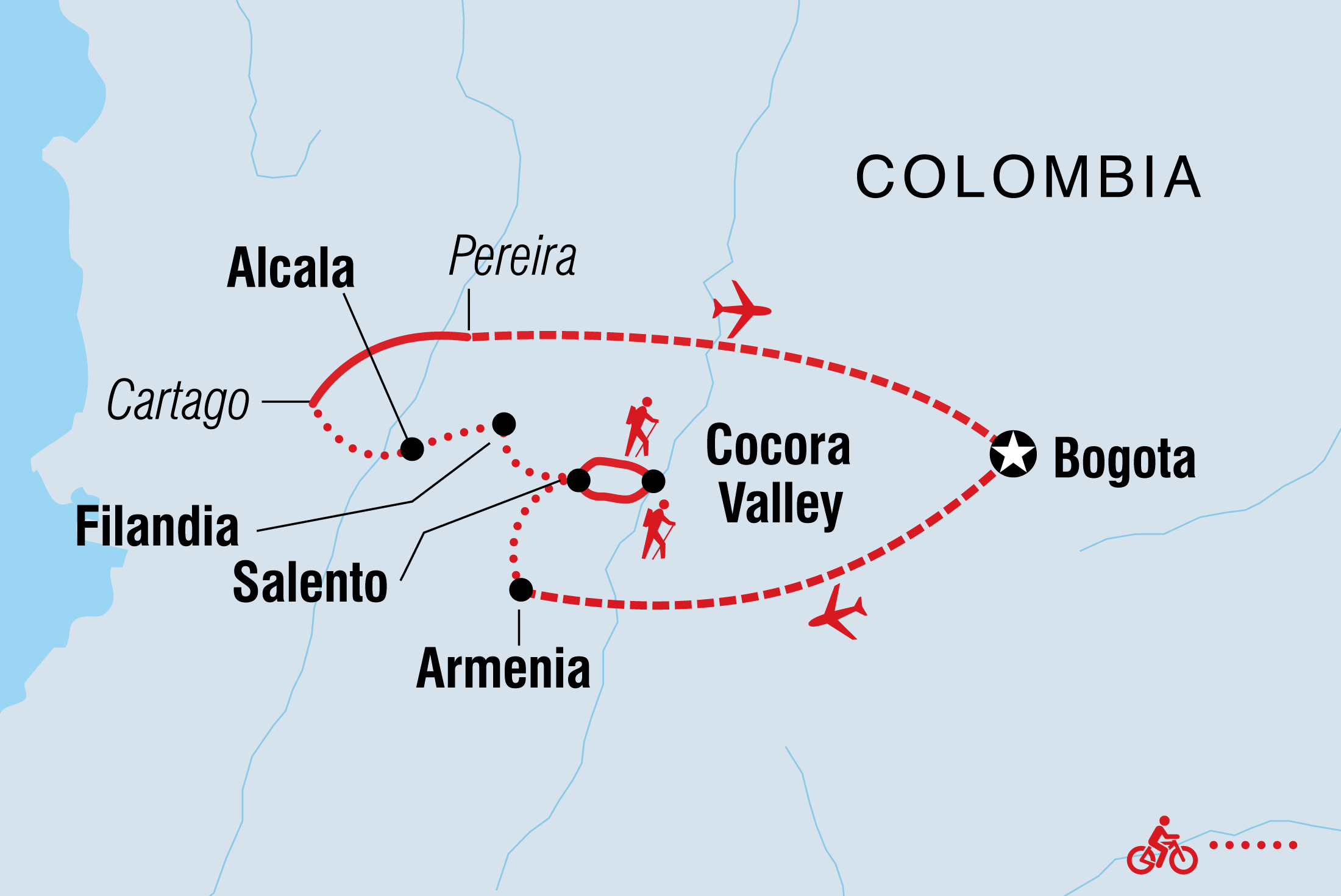 Map of Cycle Colombia including Colombia