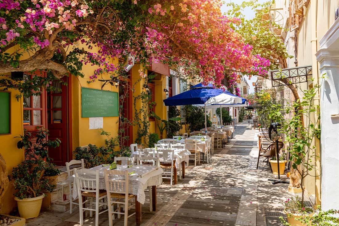 Side street in the town of Nafplion, Greece