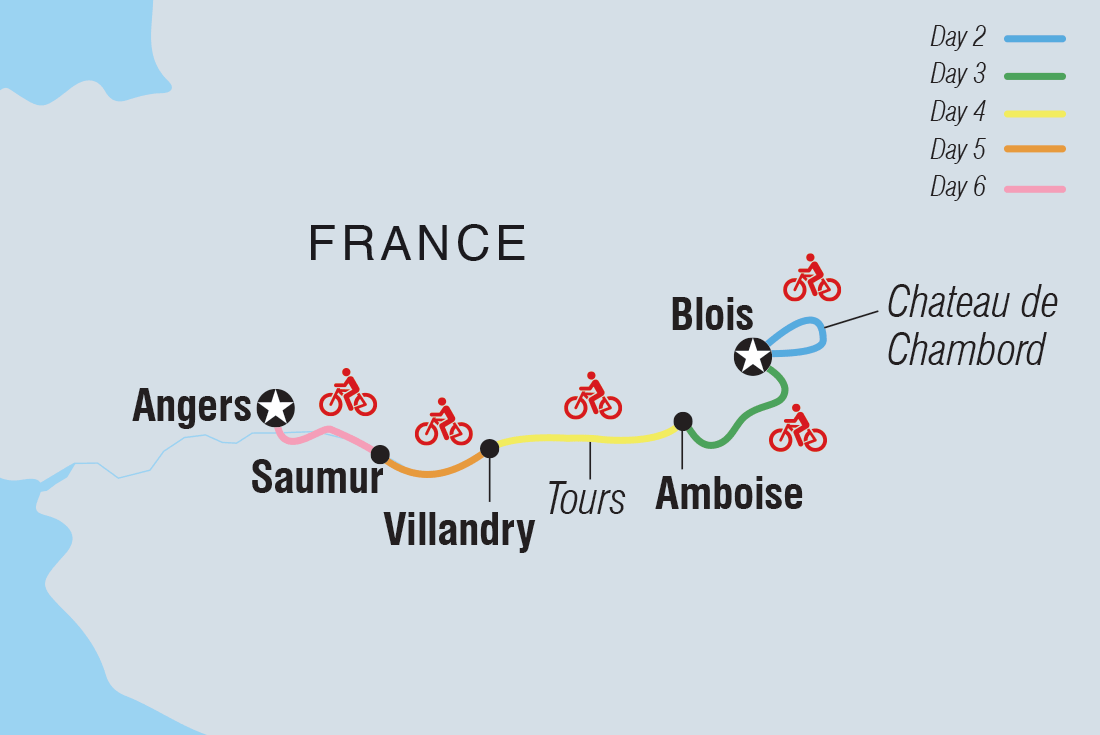 Map of Cycle The Loire Valley including France