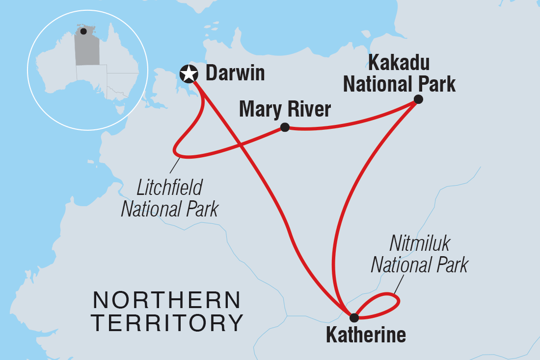 Map of Kakadu, Katherine & Litchfield Family Adventure including Australia