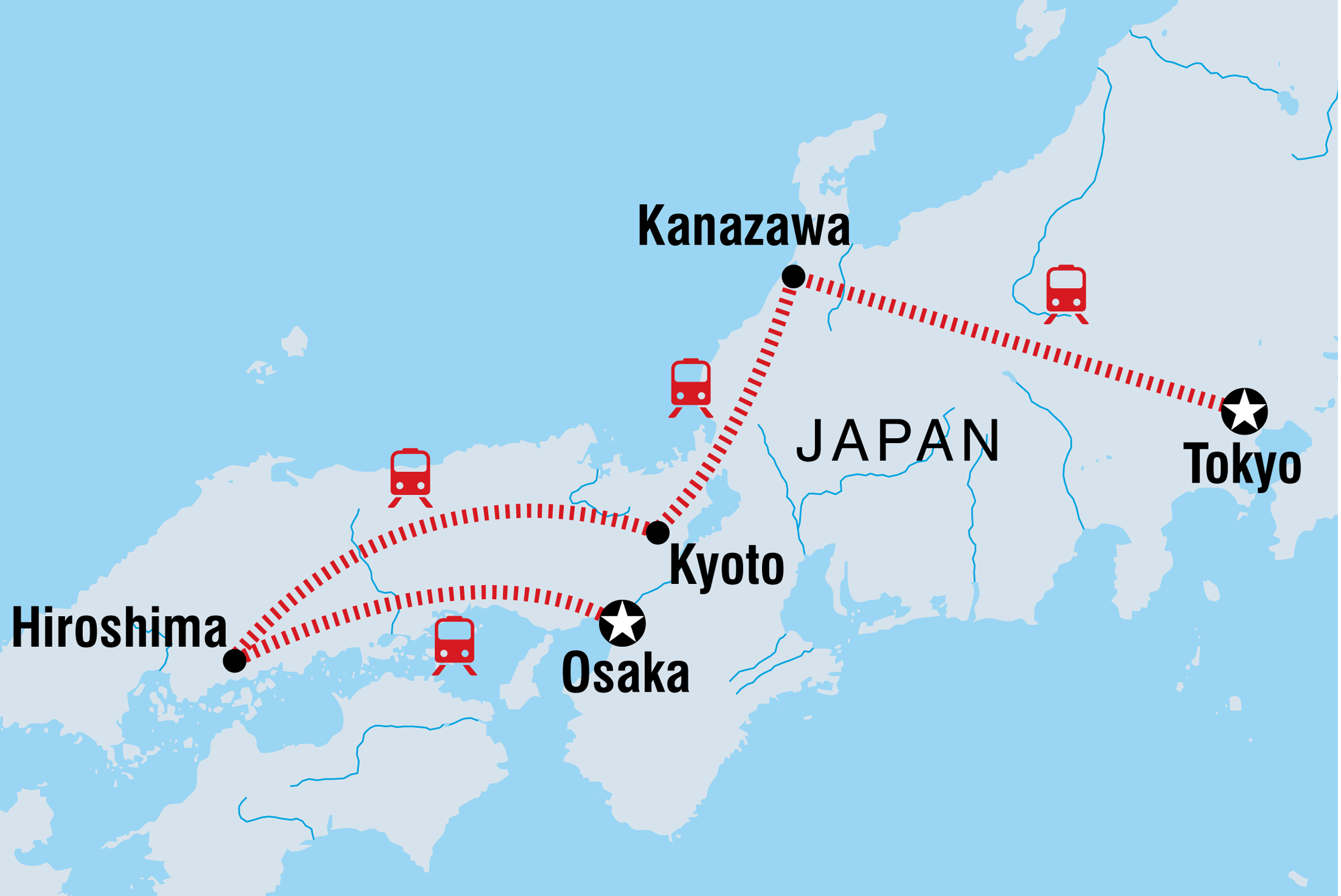 Map of Essential Japan including Japan
