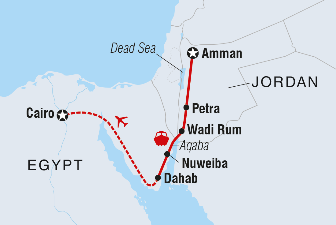 Map of Jordan & Egypt Express including Egypt and Jordan