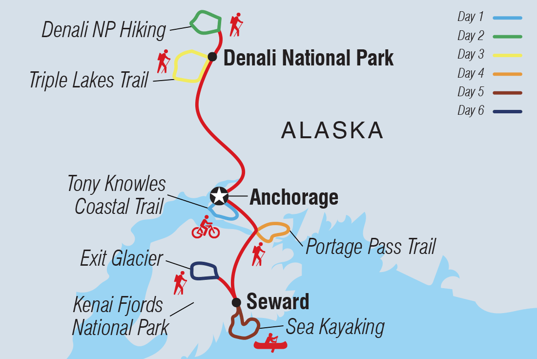 Map of Alaska Hike, Bike & Kayak including United States Of America