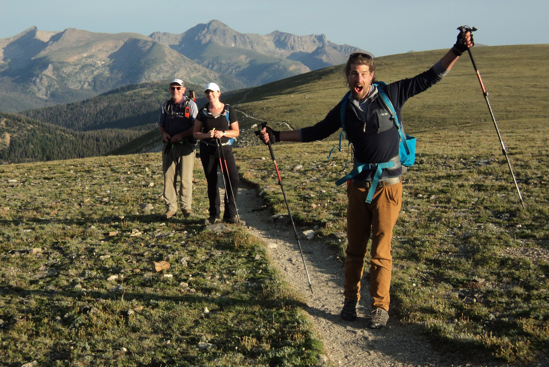 Excited hikers on the trail to Mount Ida in Colorado, USA