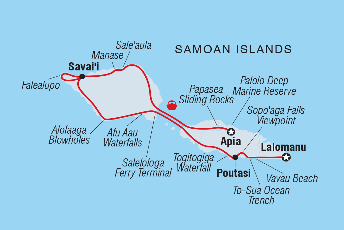 Map of Samoa Adventure including Samoa
