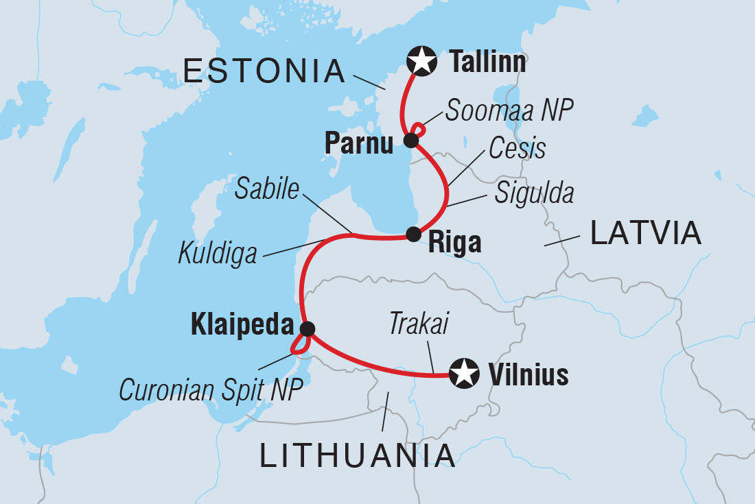 Map of Premium Baltics including Estonia, Latvia and Lithuania