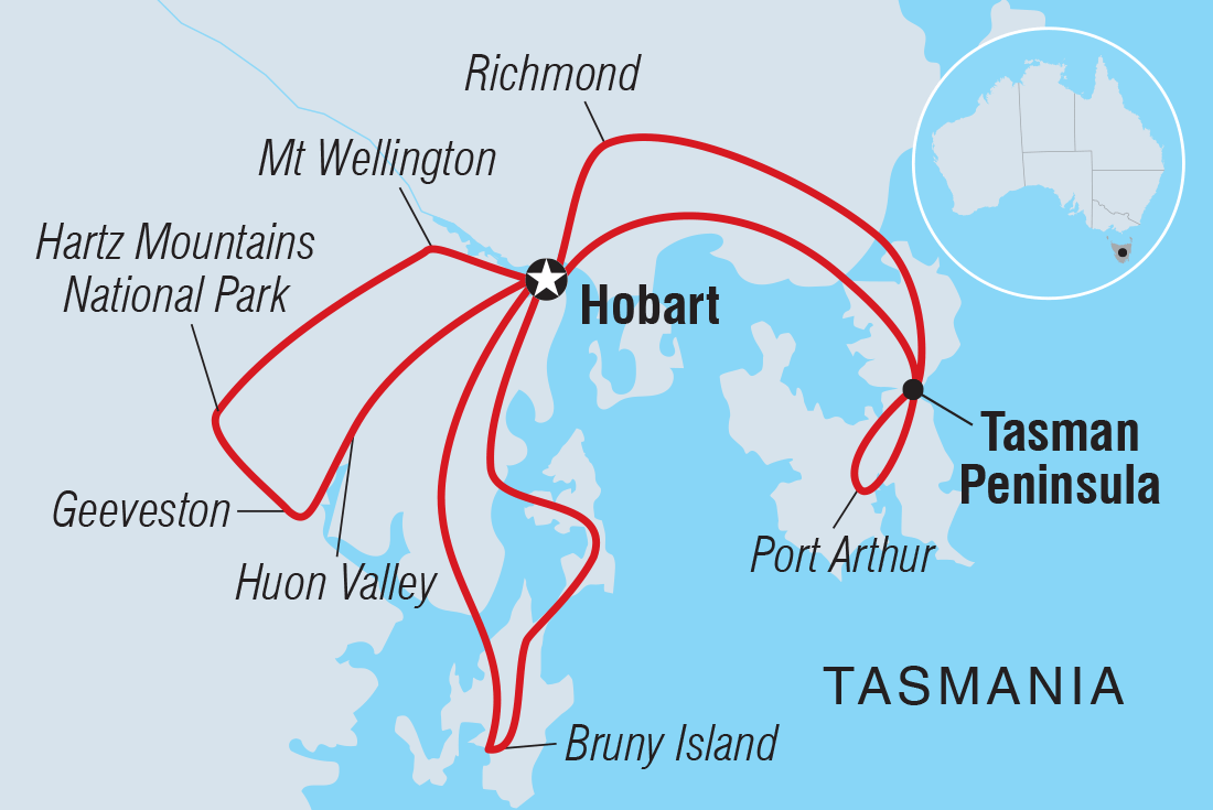 Map of Hobart & Southern Tasmania Explorer including Australia