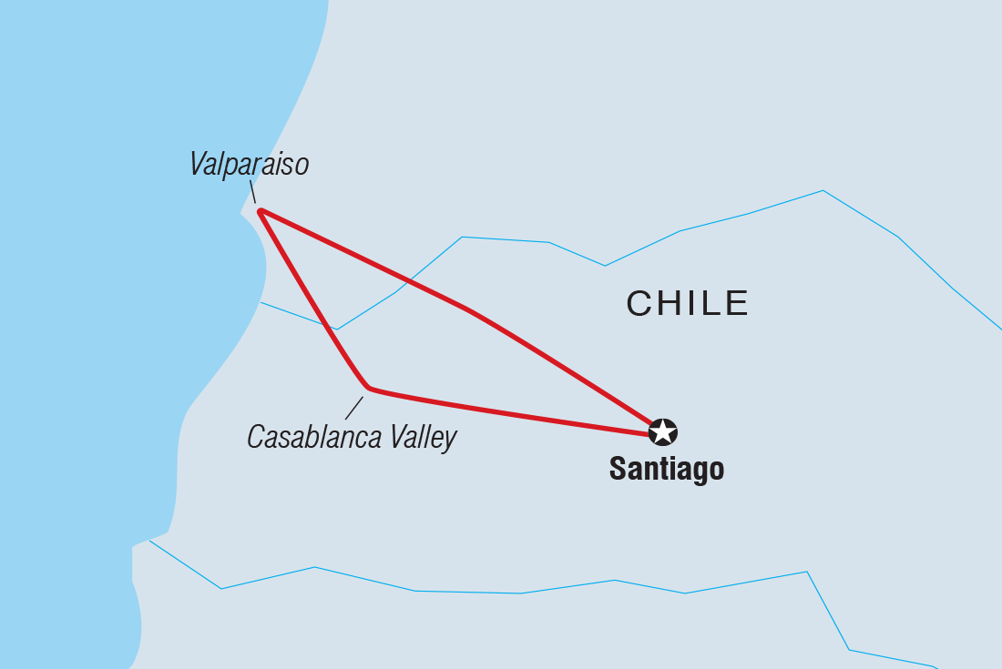 Map of Santiago Short Break including Chile