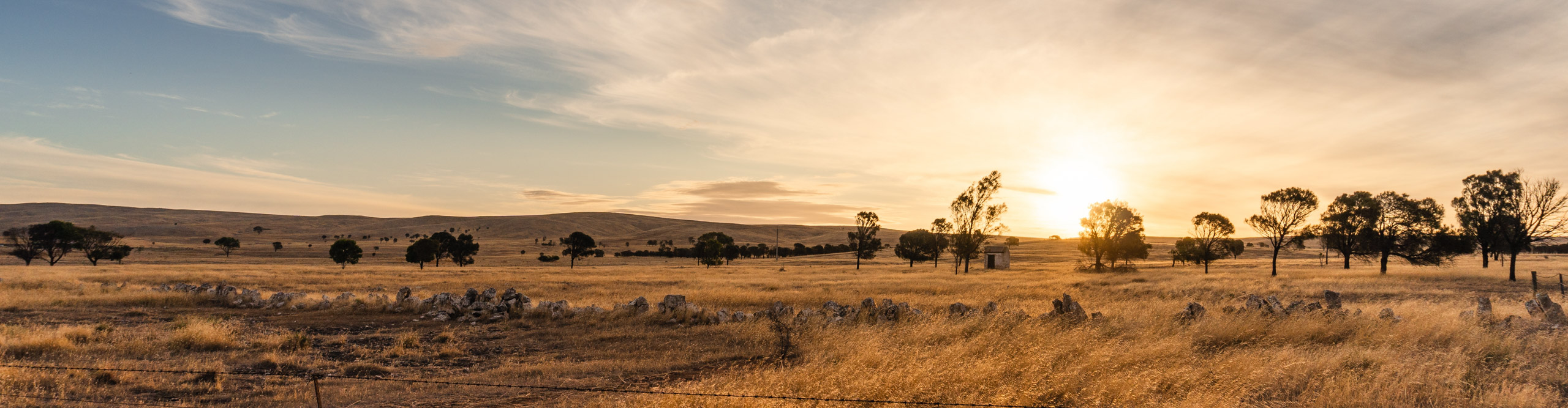 Sunset over fields in the Eyre Peninsula, South Australia 