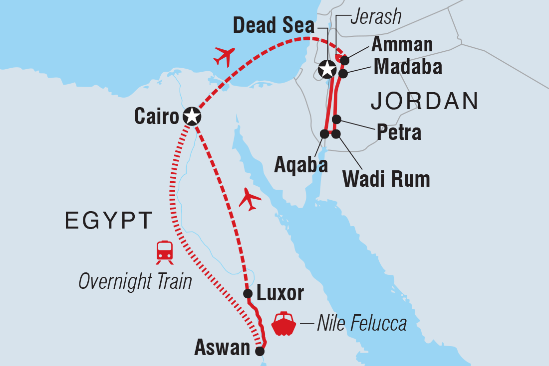 Map of Egypt And Jordan Family Holiday including Egypt and Jordan