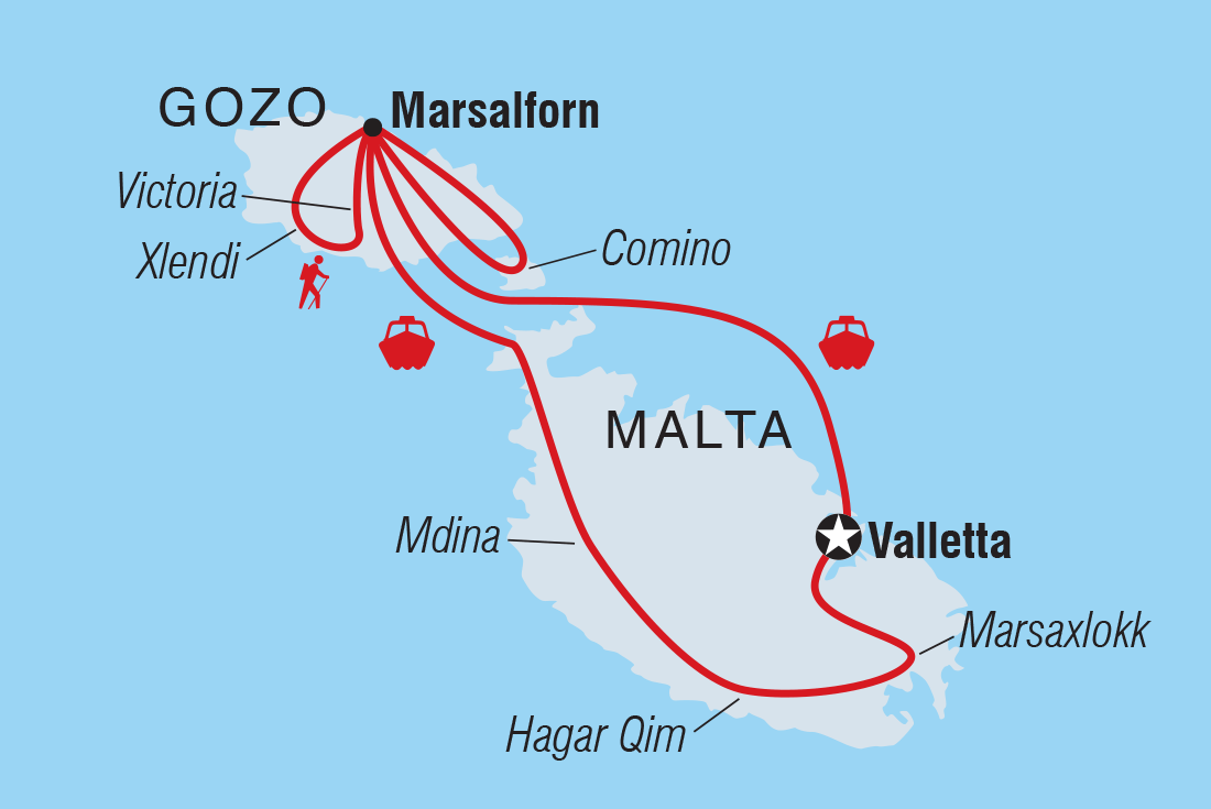 Map of Highlights Of Malta & Gozo including Malta