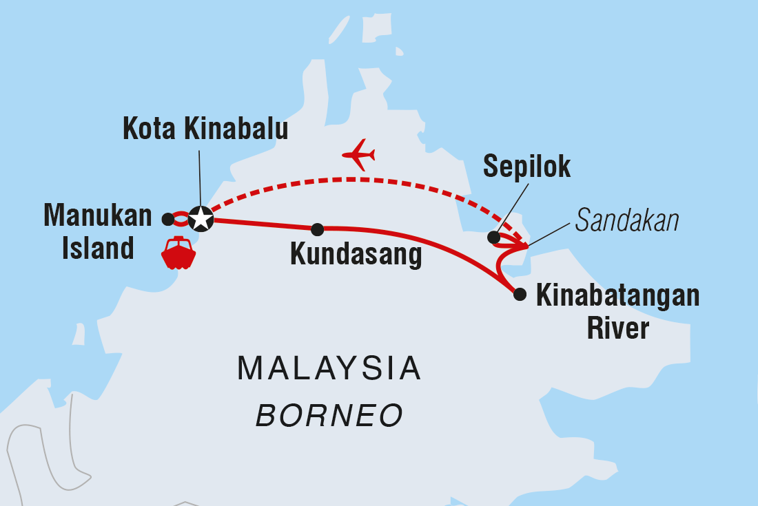 Map of Classic Borneo including Malaysia
