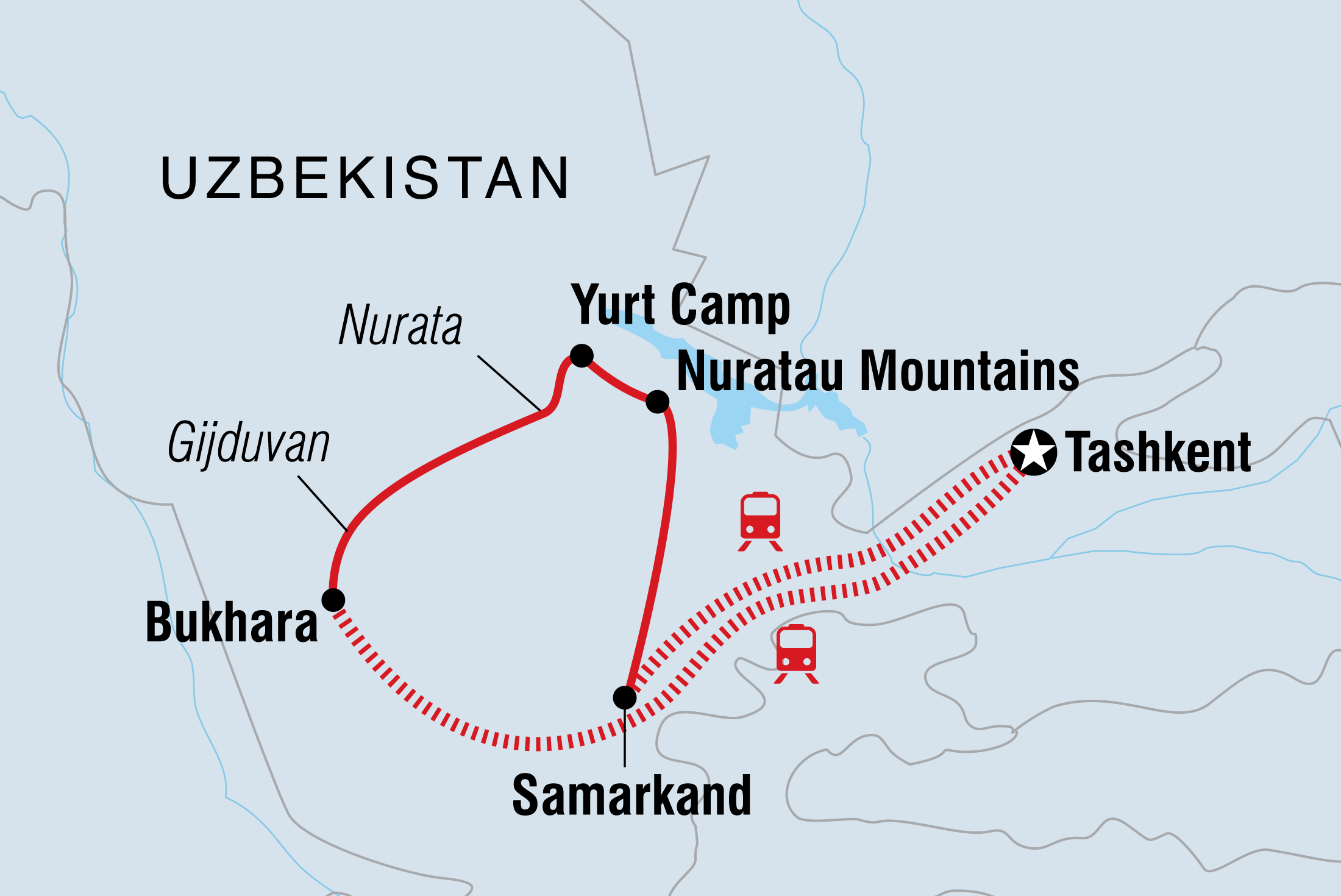 Map of Uzbekistan Adventure including Uzbekistan