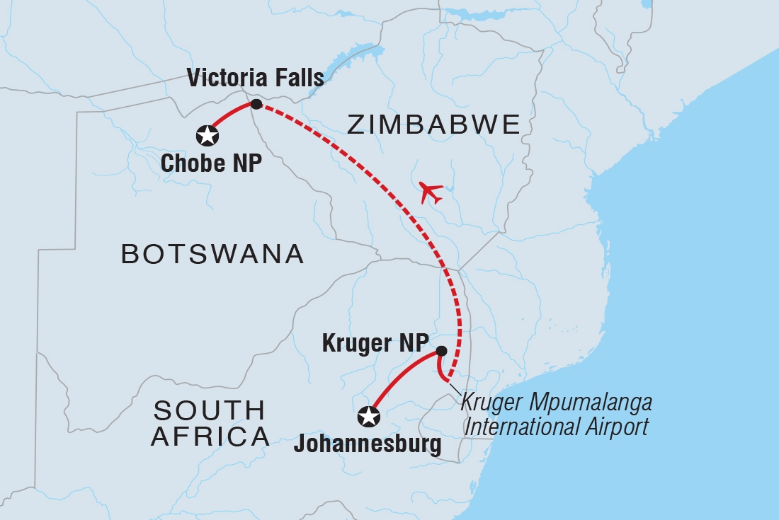 Map of Premium Southern Africa including Botswana, South Africa and Zimbabwe