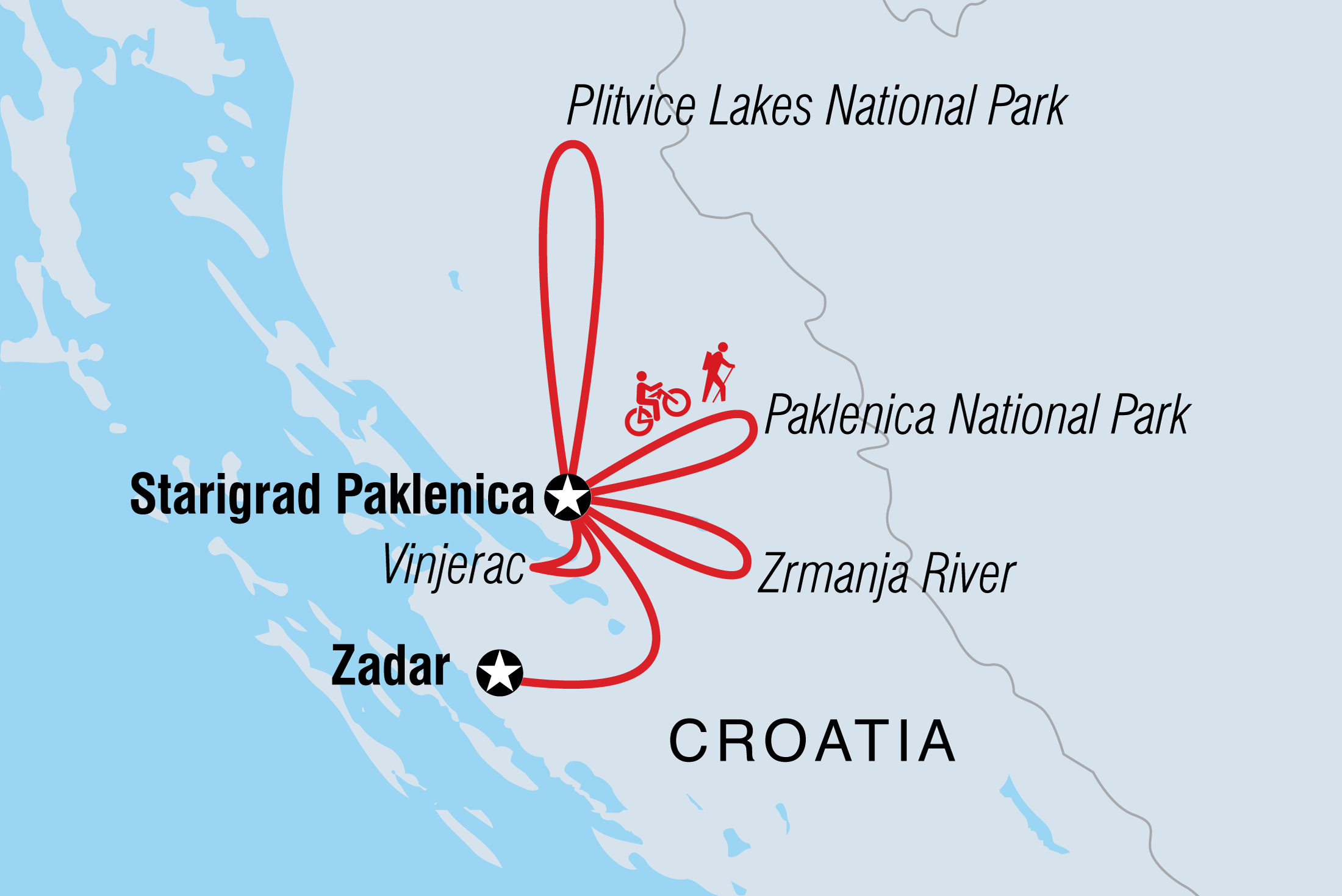 Map of Croatia: Hike, Bike & Kayak including Croatia
