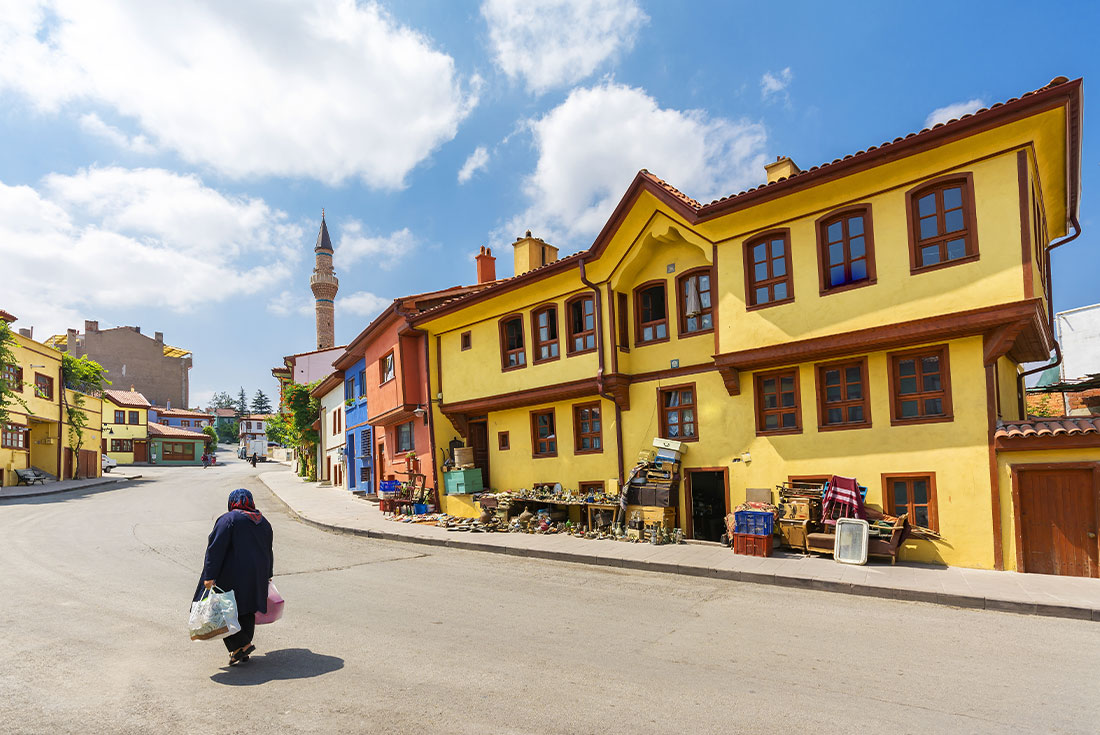 Wide view of the streets in Odunpazari Village, Turkey