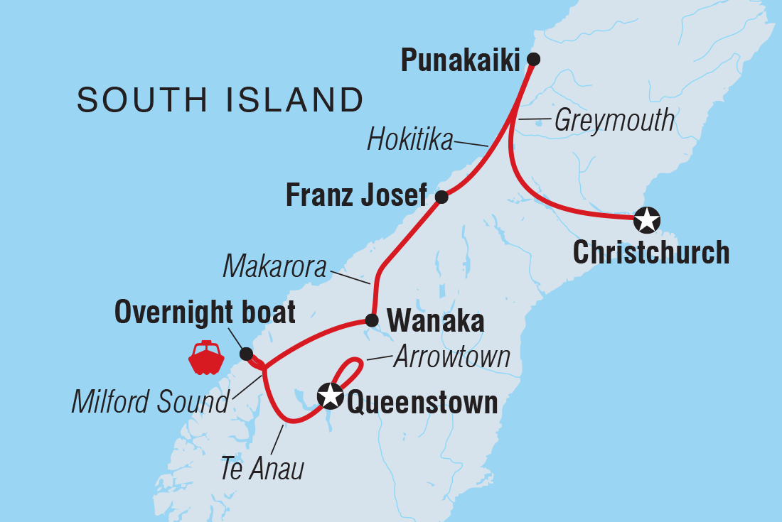 Map of Premium New Zealand South Island including New Zealand