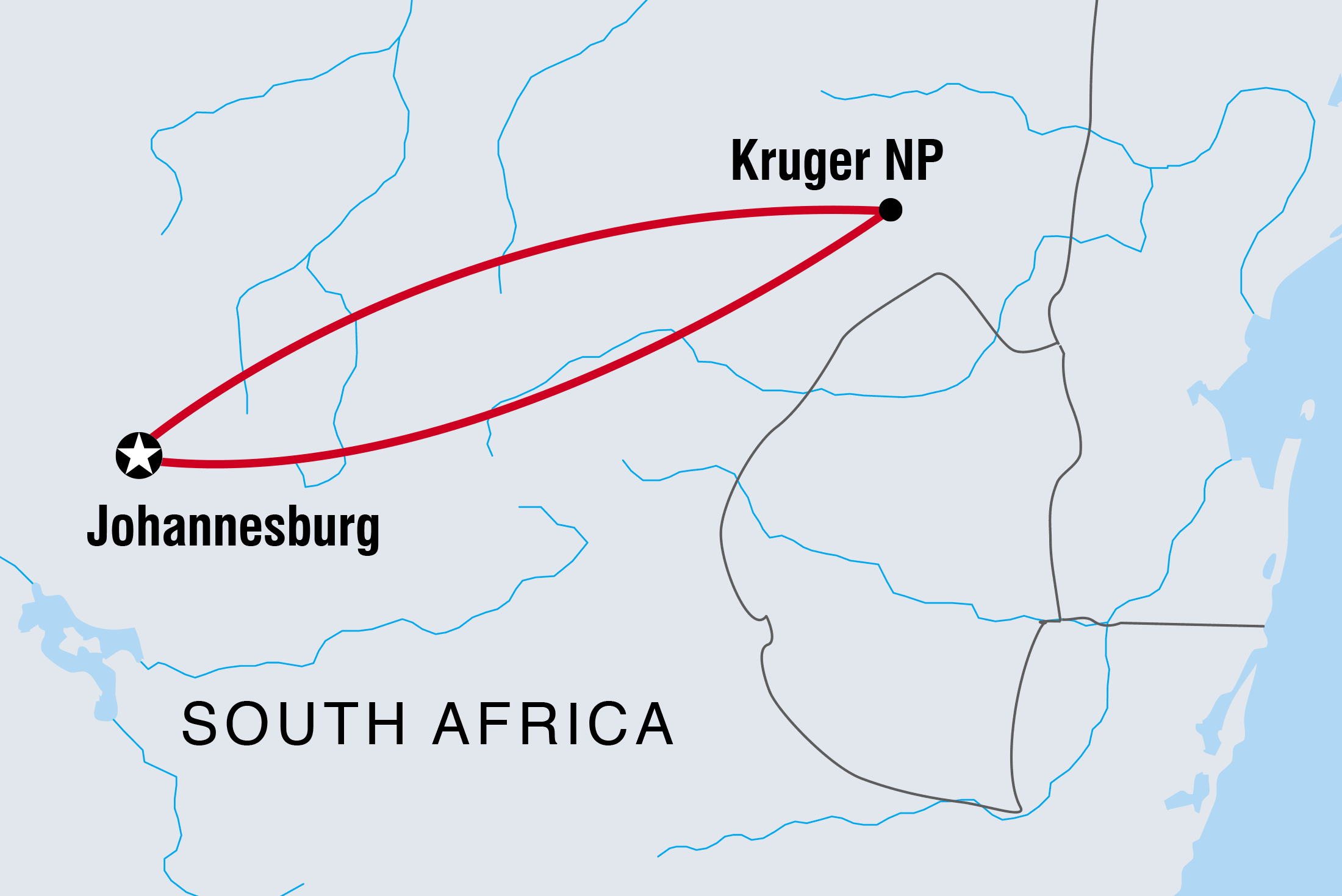 Map of Wild Kruger Camping including South Africa
