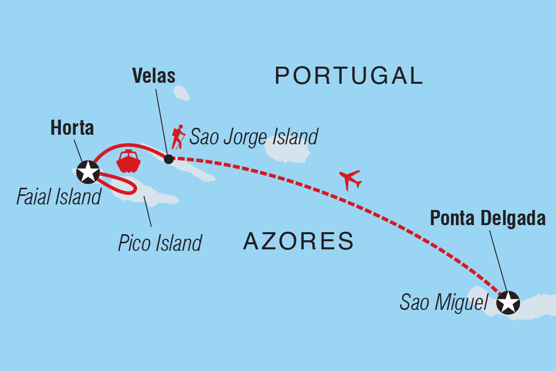 Map of Highlights Of The Azores including Portugal