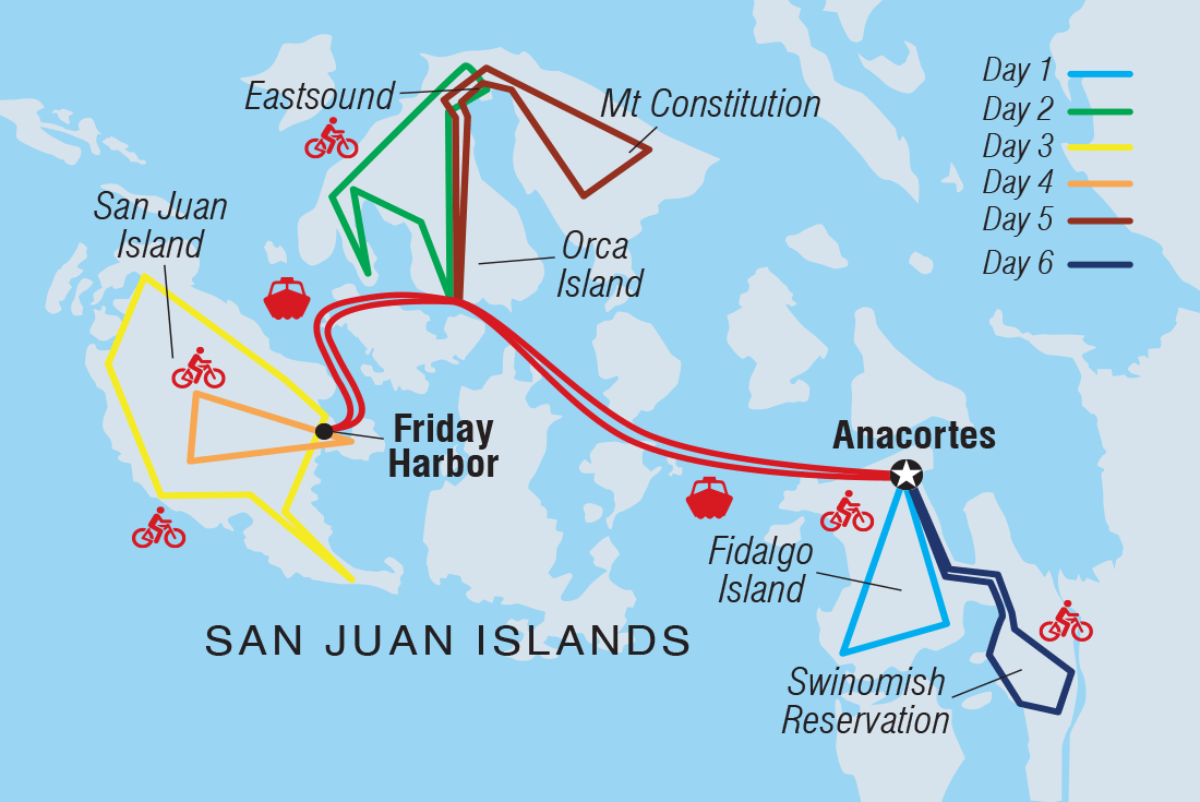 Map of Cycle Washington's San Juan Islands including United States Of America