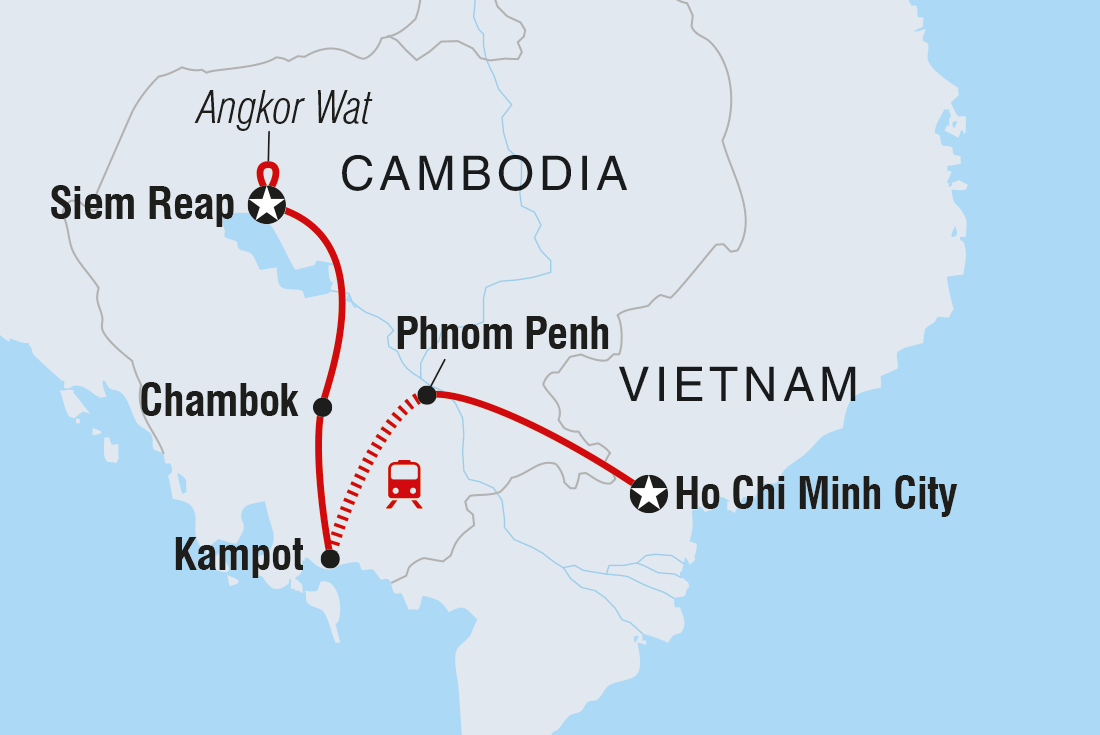 Map of Cambodia Discovery including Cambodia and Vietnam