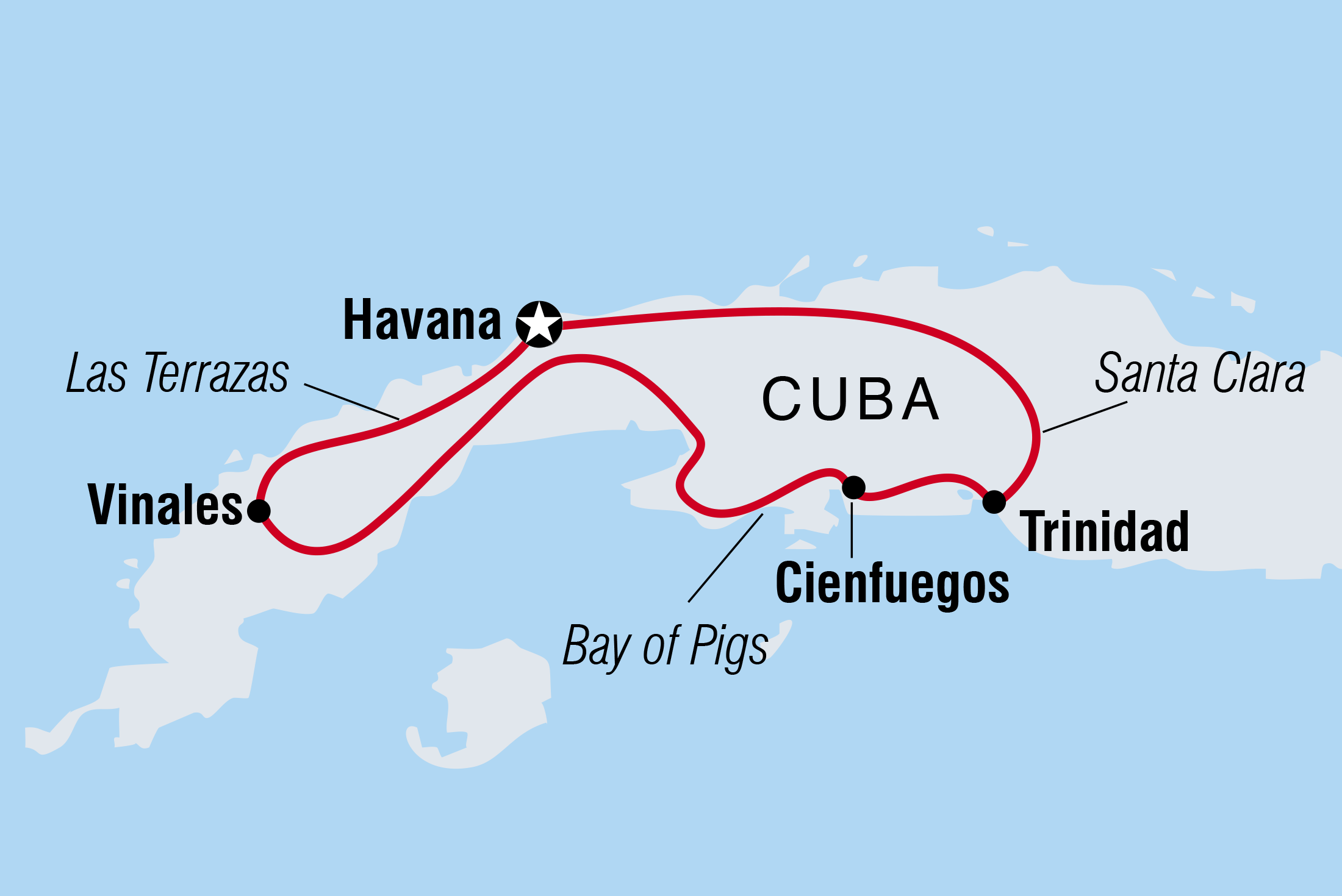 Map of Hola Cuba including Cuba