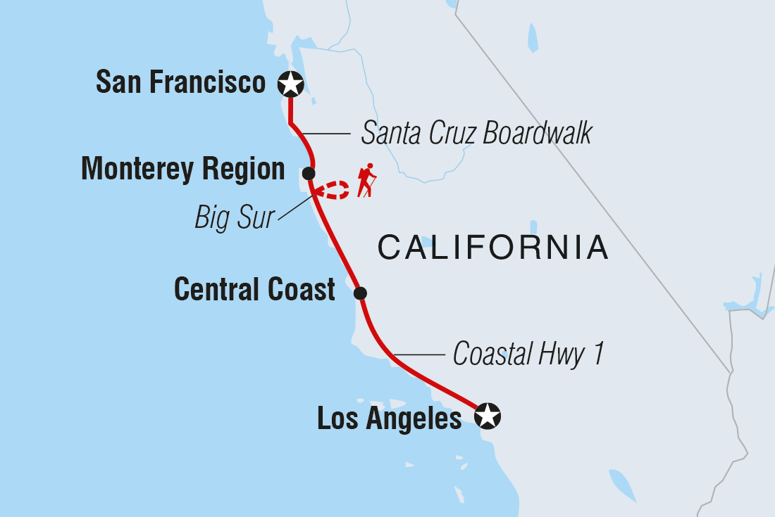 Map of Real California Coastal Road Trip including United States Of America