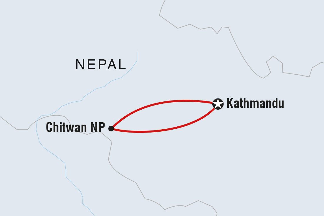 Map of Chitwan National Park Extension including Nepal
