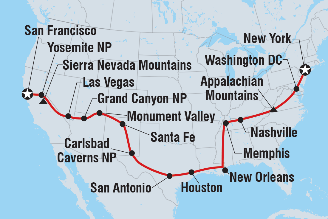 Map of Epic New York To San Fran Road Trip including United States Of America