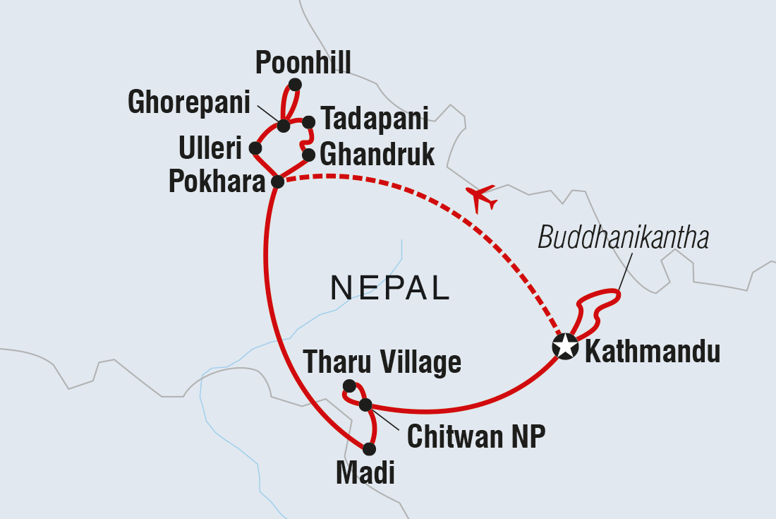 Map of Nepal: Women's Expedition including Nepal