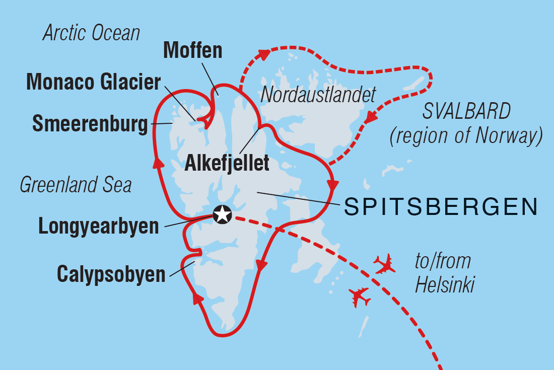 Map of Spitsbergen In Depth including Finland, Norway and Svalbard And Jan Mayen Islands
