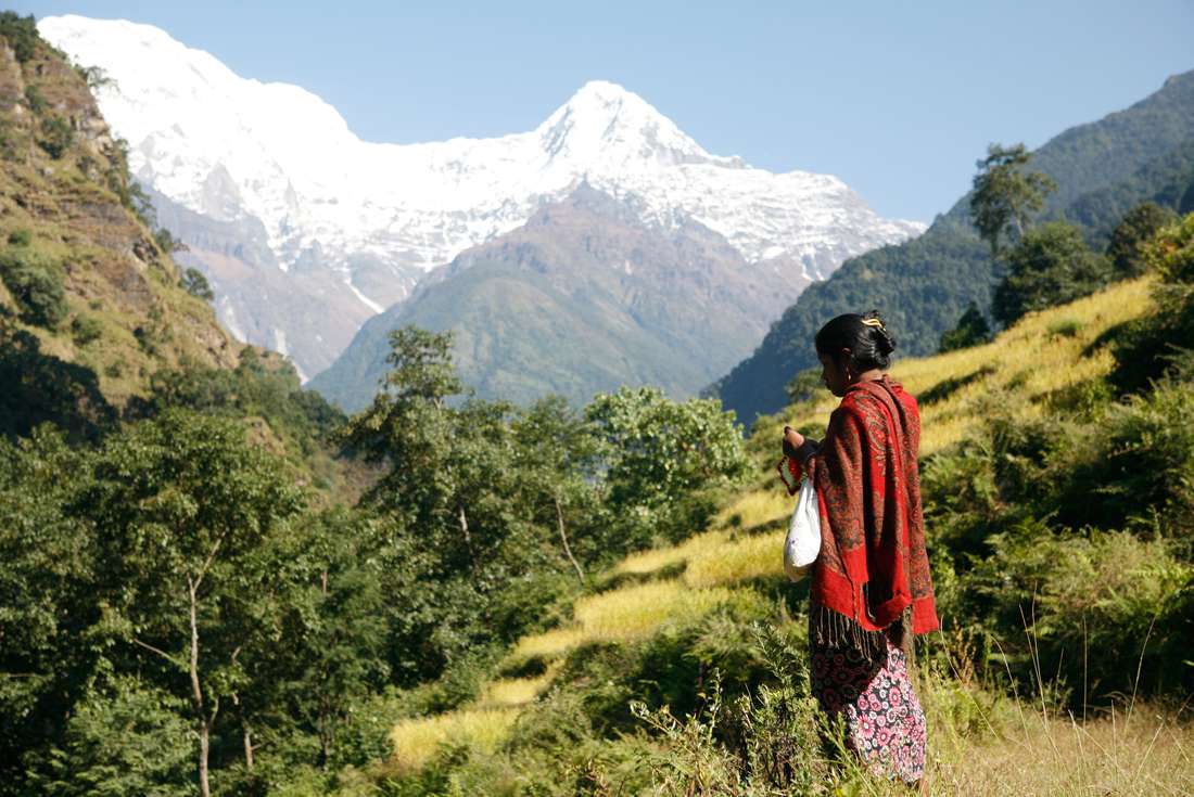 Nepal Woman in Mountains
