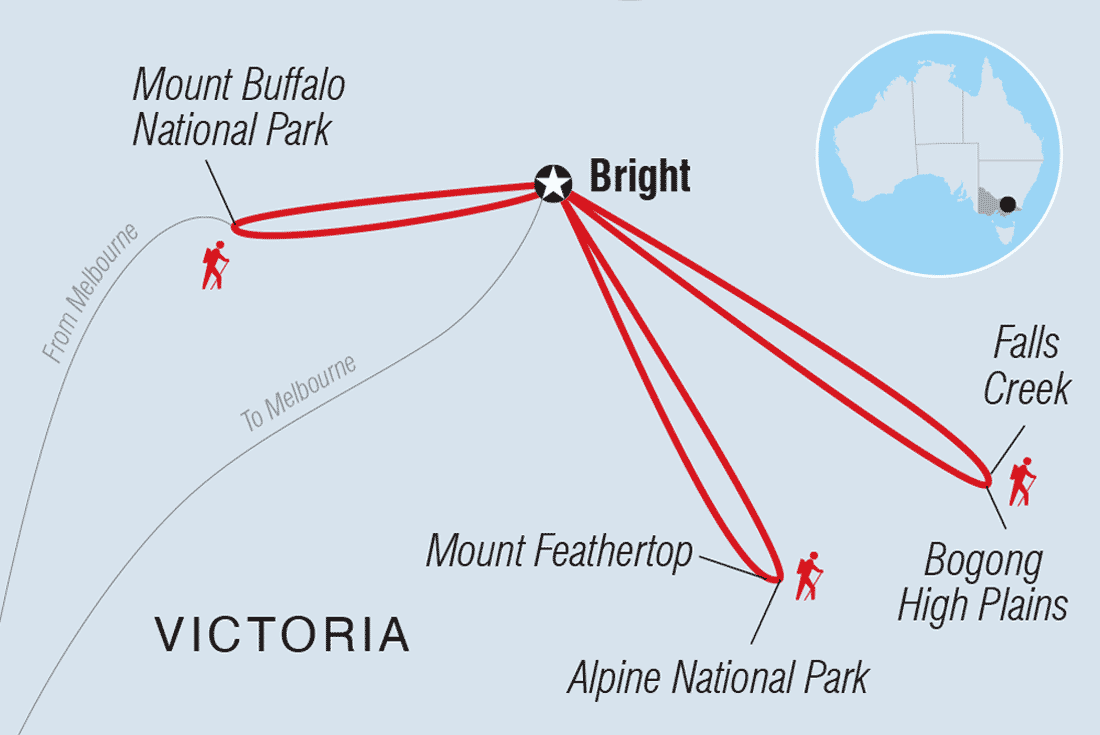 Map of Walk Victoria's High Country including Australia