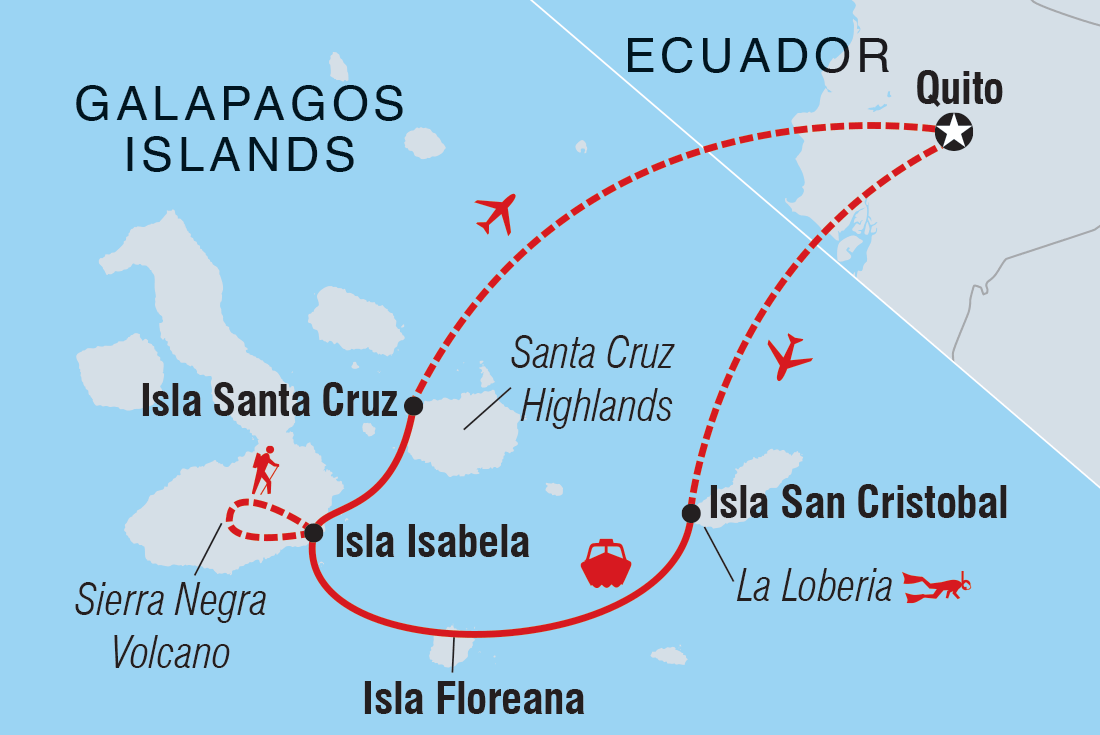 Map of Best Of Galapagos including Ecuador