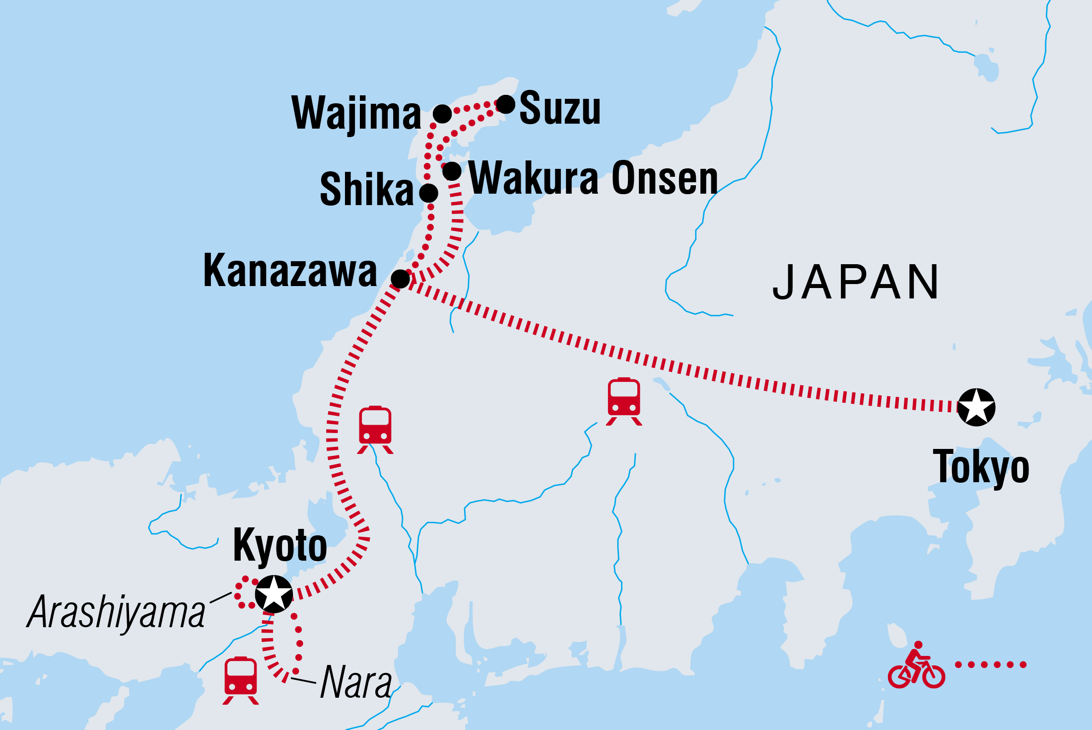 Map of Cycle Japan including Japan