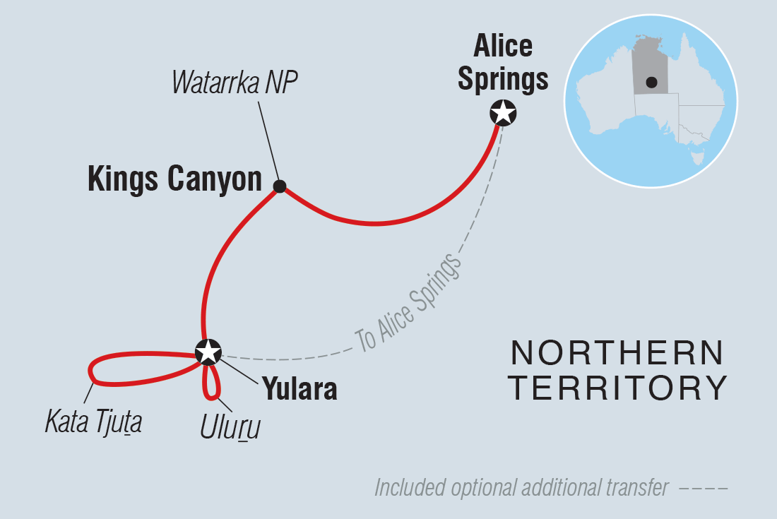Map of Uluru & Kings Canyon Family Adventure including Australia