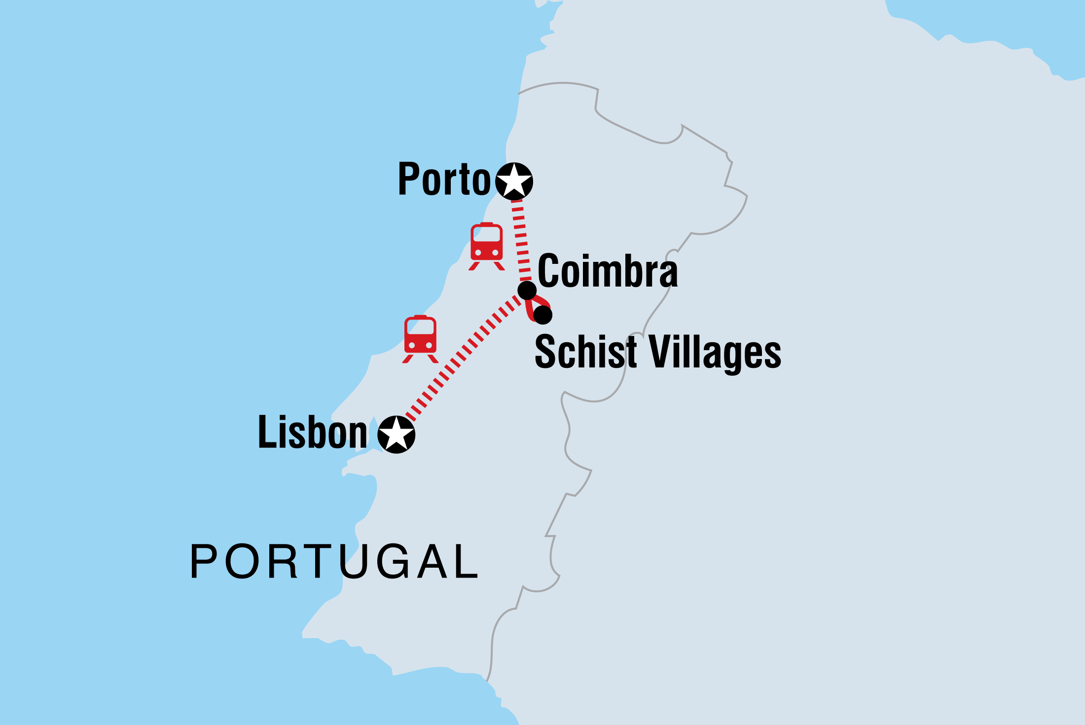 Map of Highlights Of Portugal including Portugal