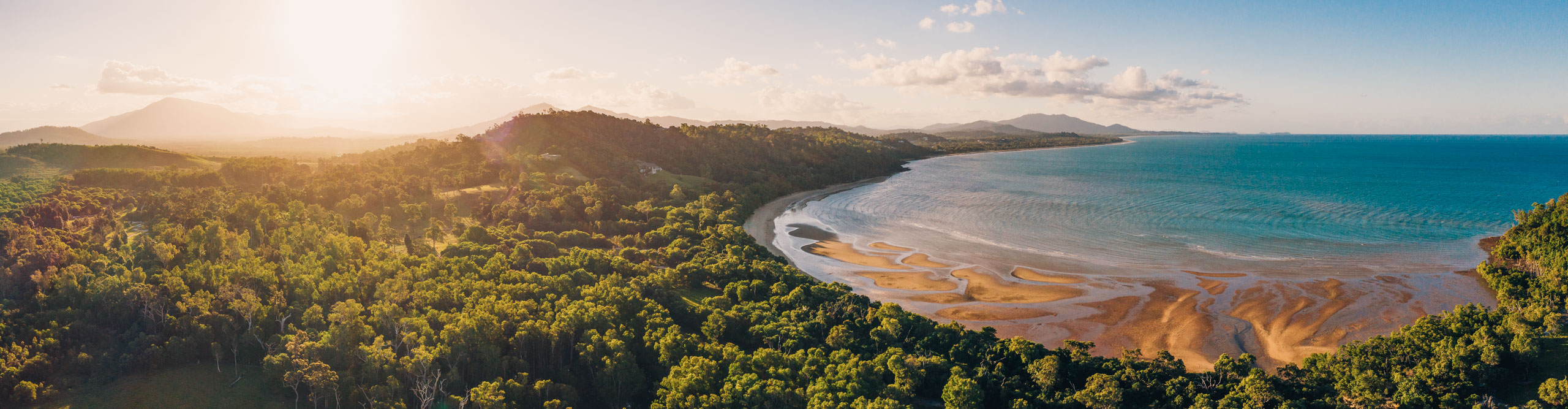 Aerial view of Hull river national park and the Kennedy walking track in Mission Beach, Queensland