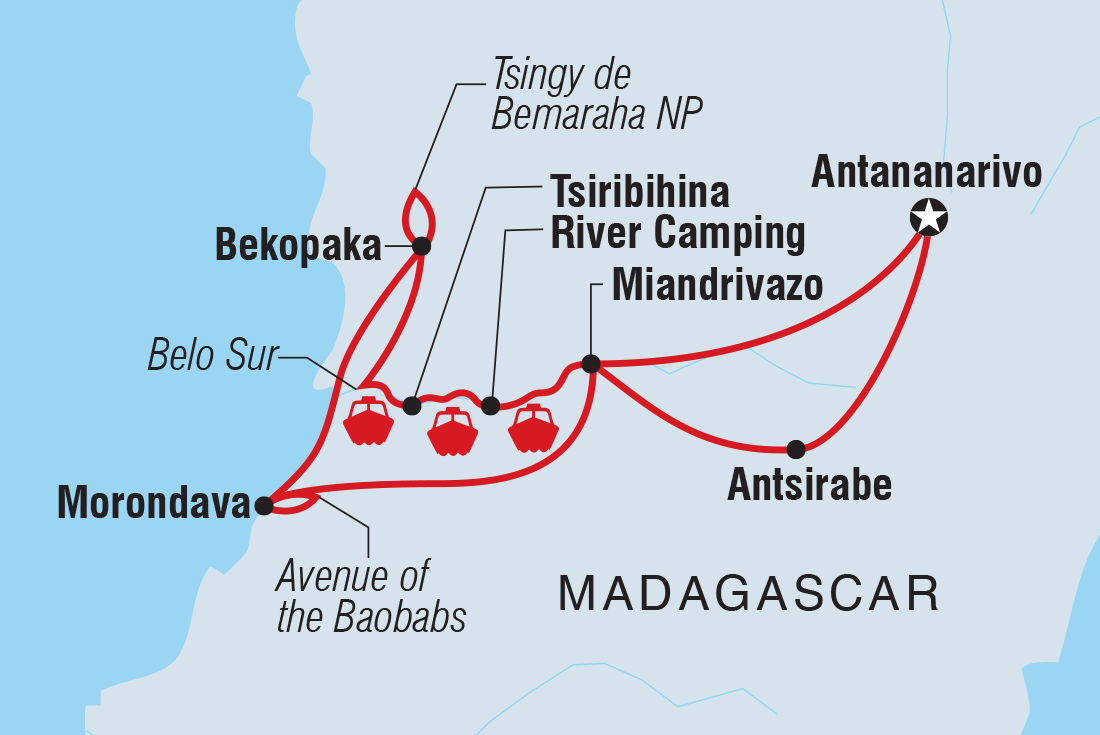 Map of Madagascar Baobabs & Beyond including Madagascar
