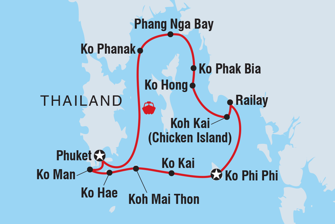 Map of Phuket Sailing Adventure including Thailand