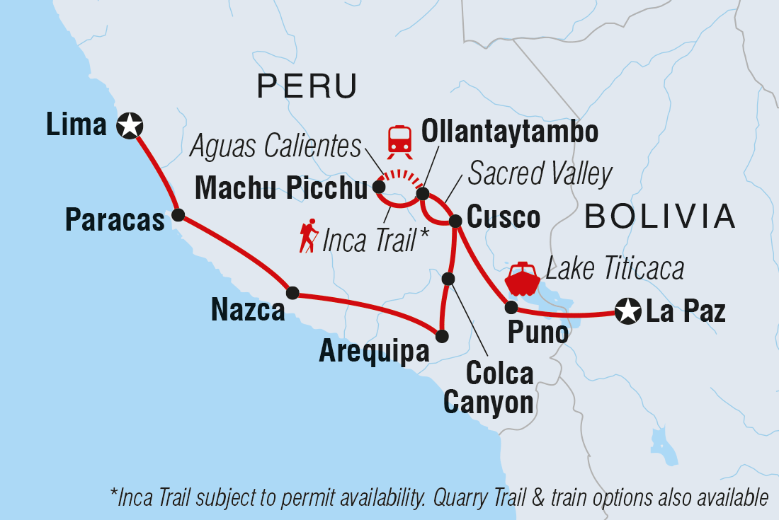 Map of Peru Essentials including Bolivia and Peru