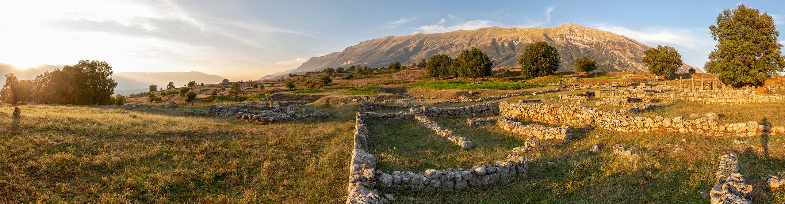 Albania, Gjirokaster County, Ruins of ancient Greek city of Antigonia at sunset