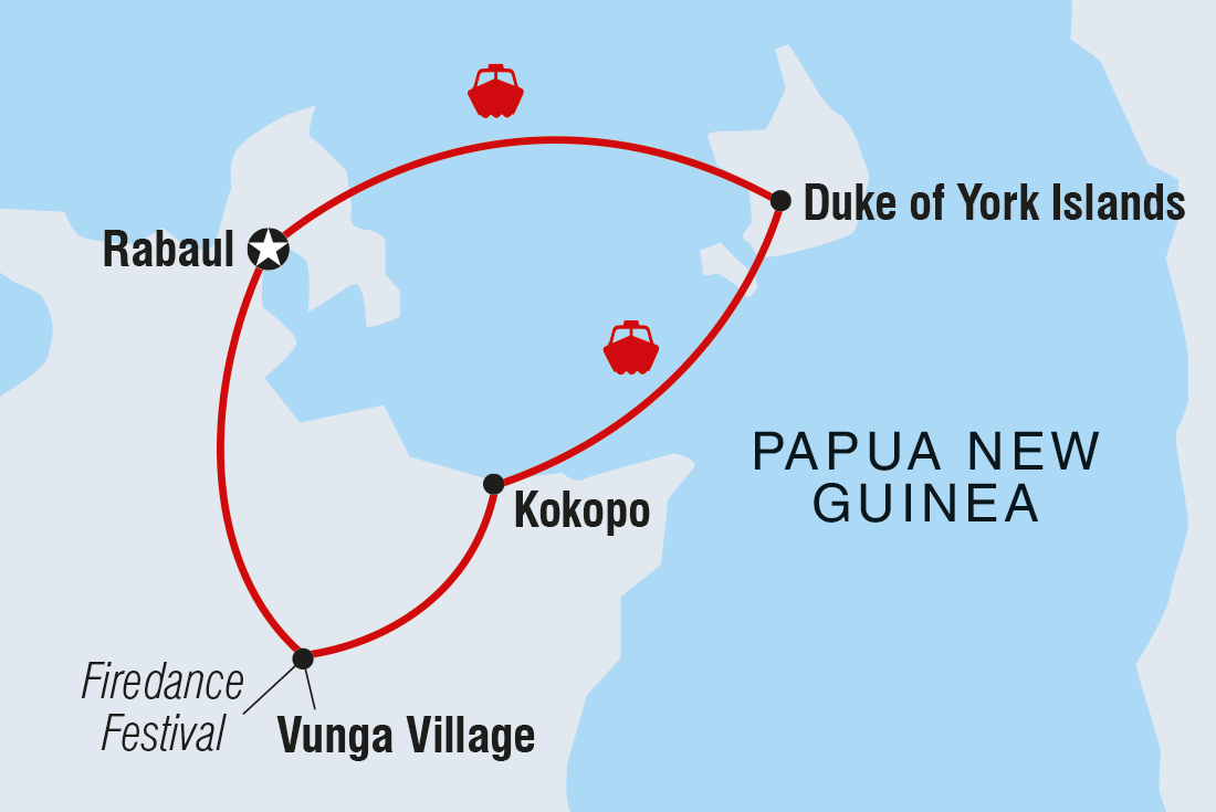 Map of Papua New Guinea Expedition: Firedance Festival including Papua New Guinea