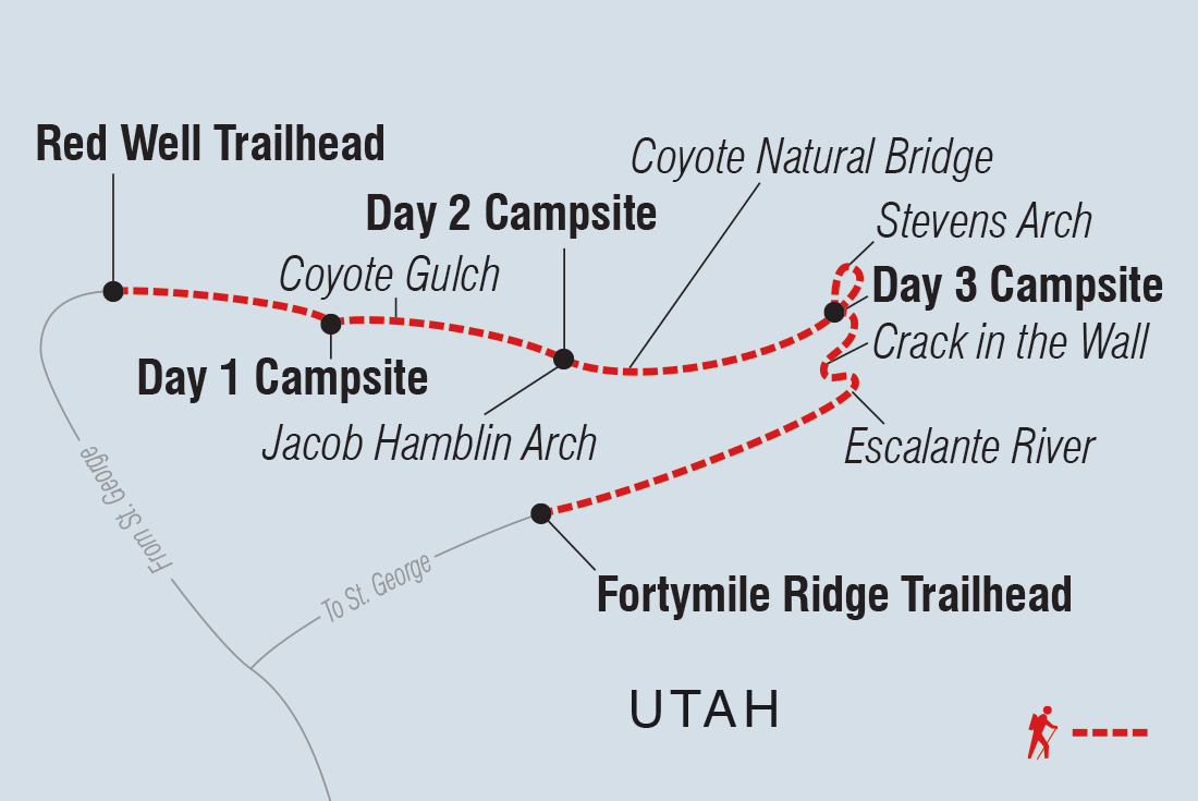 Map of Hiking And Backpacking Utah's Coyote Gulch including United States Of America