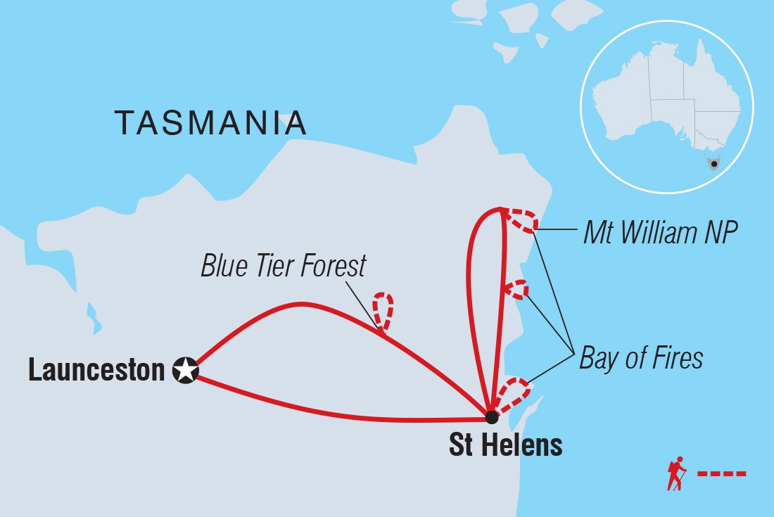 Map of Walk Tasmania's Bay Of Fires including Australia