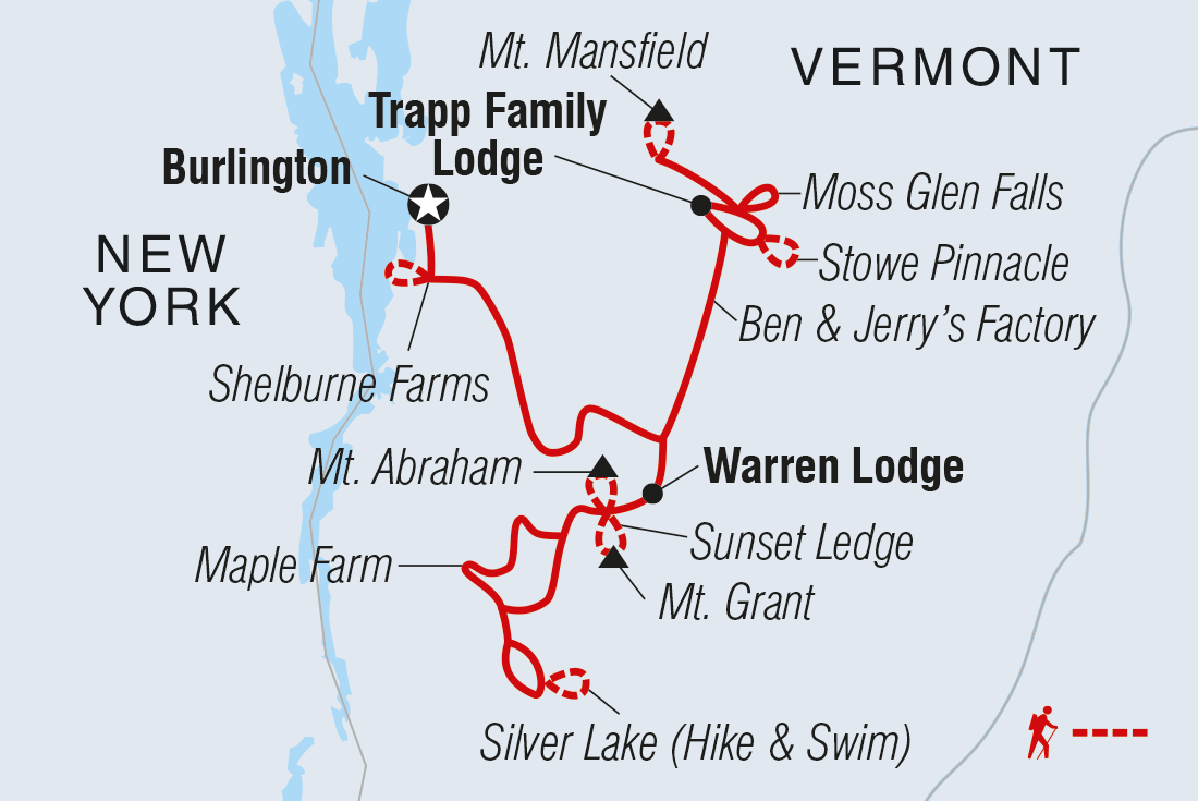 Map of Hike Vermont: Fall Foliage including United States Of America