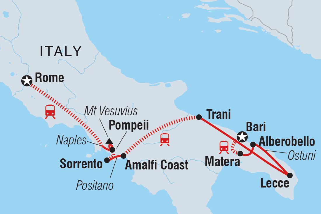 Map of Rome To Southern Italy including Italy