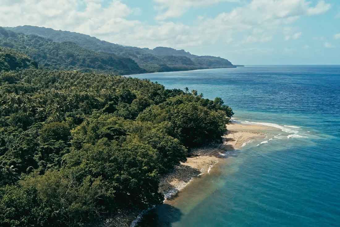 Aerial view of coastline of Vanuatu